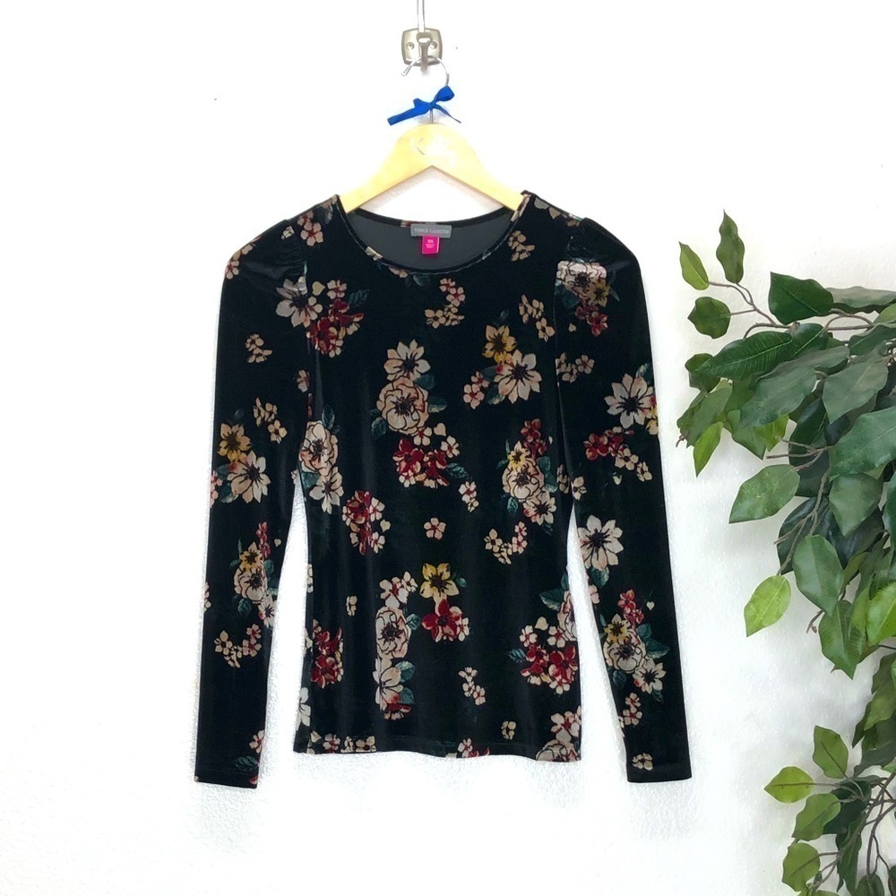 Vince Camuto Floral Velour Top